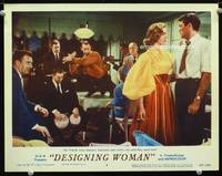 7r243 DESIGNING WOMAN LC #3 '57 Gregory Peck thinks Lauren Bacall's artistic friends are nuts!