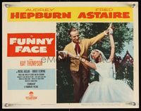 7r319 FUNNY FACE LC #7 '57 best close up of bride Audrey Hepburn & Fred Astaire dancing!