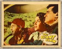 7r326 GIANT CLAW LC #5 '57 super close up of scared Mara Corday & two worried guys!