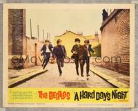 7r360 HARD DAY'S NIGHT LC #6 '64 great image of all four Beatles running down the street!