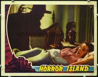 7r380 HORROR ISLAND LC '41 Peggy Moran in bed screams at sinister shadow on the wall!