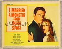7r400 I MARRIED A MONSTER FROM OUTER SPACE LC #3 '58 frightened bride Gloria Talbott & Tom Tryon!