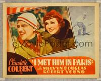 7r401 I MET HIM IN PARIS other company LC '37 close up of Claudette Colbert & Melvyn Douglas!
