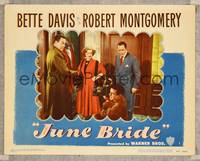 7r424 JUNE BRIDE LC #5 '48 Bette Davis watching kneeling photographer with camera!