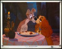7r442 LADY & THE TRAMP LC '55 Disney, most classic spaghetti-eating kiss scene!