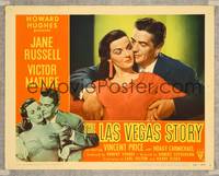 7r451 LAS VEGAS STORY LC #8 '52 super close up of Victor Mature holding sexy Jane Russell!
