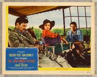7r482 MACOMBER AFFAIR LC #5 '47 3-shot of Gregory Peck, Robert Preston & Joan Bennett!