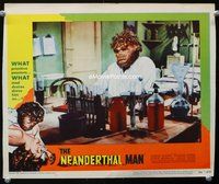 7r558 NEANDERTHAL MAN LC #4 '53 great close up of half-man/half-beast! working in laboratory!