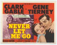 7r056 NEVER LET ME GO TC '53 romantic close up of Clark Gable & sexy Gene Tierney!