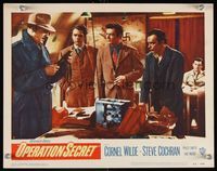 7r602 OPERATION SECRET LC #7 '52 Cornel Wilde & intense men deciding what to do!
