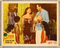 7r606 PAGAN LOVE SONG LC #2 '50 sexy tropical native Esther Williams + Howard Keel holding pig!