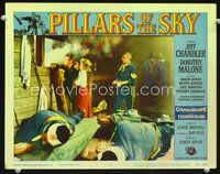 7r618 PILLARS OF THE SKY LC #4 '56 Dorothy Malone & cavalry man Jeff Chandler help injured troops!