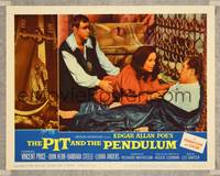 7r620 PIT & THE PENDULUM LC #2 '61 Barbara Steele grabbing Vincent Price on floor!