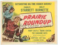 7r063 PRAIRIE ROUNDUP TC '51 Charles Starrett & Smiley Burnette outshooting big-time robber barons
