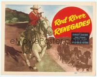 7r065 RED RIVER RENEGADES TC '46 great close up image of Sunset Carson on his horse pointing gun!