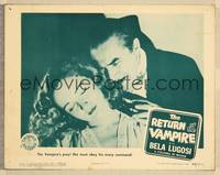 7r655 RETURN OF THE VAMPIRE LC R48 super close up of Bela Lugosi as Dracula with his lovely prey!