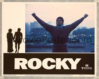 7r666 ROCKY LC #1 '77 boxer Sylvester Stallone with arms raised at top fo art museum steps!