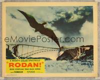 7r667 RODAN LC #3 '56 cool image of The Flying Monster over collapsing bridge in Tokyo!