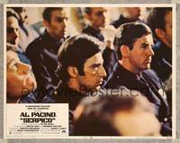 7r687 SERPICO LC #4 '74 close up of rookie cop Al Pacino sitting with other officers!