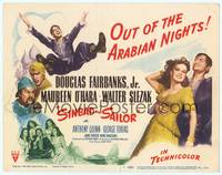 7r074 SINBAD THE SAILOR TC '46 artwork of Douglas Fairbanks Jr. & sexy Maureen O'Hara!