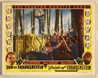 7r718 SON OF FRANKENSTEIN/BRIDE OF FRANKENSTEIN LC #7 '40s Karloff tied to stake by angry mob!