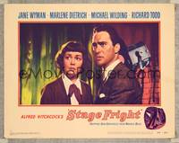 7r731 STAGE FRIGHT LC #8 '50 Alfred Hitchcock, close up of Richard Todd & Jane Wyman!