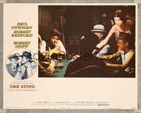 7r735 STING LC #8 '74 con men Paul Newman, Robert Redford & others at strategy meeting!