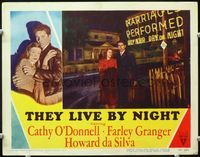 7r767 THEY LIVE BY NIGHT LC #8 '48 Nicholas Ray, best c/u of Granger & O'Donnell by wedding chapel