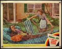 7r772 THIN MAN GOES HOME LC #8 '44 Mryna Loy watches sleeping William Powell on hammock!