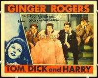 7r783 TOM, DICK & HARRY signed LC '41 by Burgess Meredith, who's posed with Ginger Rogers!
