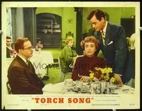 7r789 TORCH SONG LC #2 '53 Joan Crawford eating with Henry Morgan as Gig Young tries to interrupt!