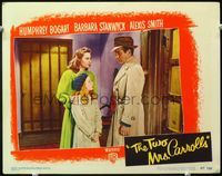7r804 TWO MRS. CARROLLS LC #5 '47 Humphrey Bogart in trenchcoat with Barbara Stanwyck & young girl
