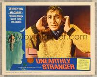 7r808 UNEARTHLY STRANGER LC #8 '64 wacky super c/u of man with terrible sweater w/hands on ears!!