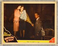 7r844 WHISTLING IN DIXIE LC '42 Red Skelton points flashlight at Ann Rutherford & Diana Lewis!