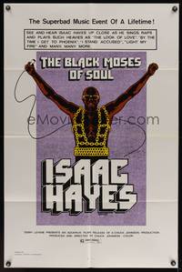 7s081 BLACK MOSES OF SOUL 1sh '73 Isaac Hayes, the superbad music event of a lifetime!