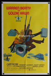 7s002 $ safe style 1sh '71 great art of bank robbers Warren Beatty & Goldie Hawn!