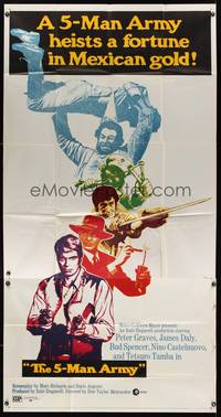 7v415 5-MAN ARMY style B 3sh '70 Peter Graves, James Daly, Bud Spencer, written by Dario Argento!