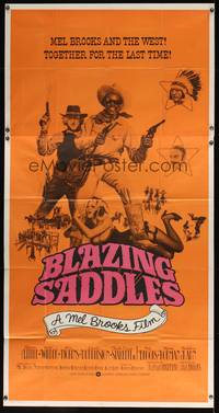 7v461 BLAZING SADDLES int'l 3sh '74 classic Mel Brooks western, Cleavon Little & Gene Wilder!