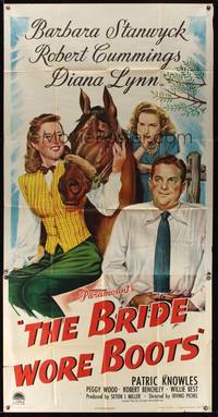 7v472 BRIDE WORE BOOTS 3sh '46 Barbara Stanwyck, Robert Cummings & Diana Lynn with horse!