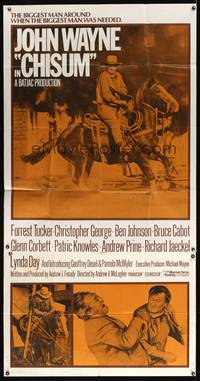 7v505 CHISUM int'l 3sh '70 cool image ofThe Legend big John Wayne on horseback, Forrest Tucker