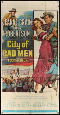 7v510 CITY OF BAD MEN 3sh '53 Jeanne Crain, Dale Robertson, Richard Boone, cowboys & boxing art