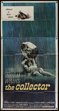 7v515 COLLECTOR 3sh '65 art of Terence Stamp & Samantha Eggar, William Wyler directed!