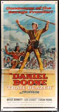 7v534 DANIEL BOONE TRAIL BLAZER 3sh '56 art of Bruce Bennett, conqueror of the savage frontier!
