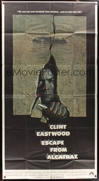 7v572 ESCAPE FROM ALCATRAZ int'l 3sh '79 cool artwork of Clint Eastwood busting out by Lettick!