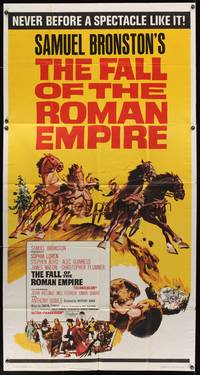 7v579 FALL OF THE ROMAN EMPIRE 3sh '64 Anthony Mann, Sophia Loren, cool chariot race art!