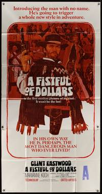7v592 FISTFUL OF DOLLARS 3sh '67 Sergio Leone's Per un Pugno di Dollari, art of Clint Eastwood!
