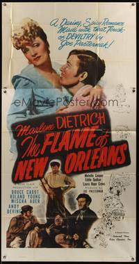 7v594 FLAME OF NEW ORLEANS 3sh R48 Marlene Dietrich, Bruce Cabot, directed by Rene Clair!