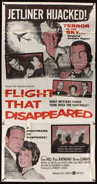 7v595 FLIGHT THAT DISAPPEARED 3sh '61 wacky sci-fi, terror in the sky beyond known flight!