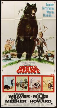 7v612 GENTLE GIANT 3sh '67 great full-length art of Dennis Weaver with big grizzly bear!