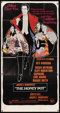 7v663 HONEY POT 3sh '67 really cool artwork of Rex Harrison & Susan Hayward!
